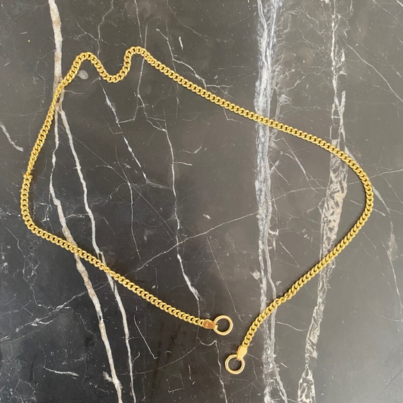 14kt Gold Curb Chain Necklace Open Ended Marla Aaron Locks - Picture 1 of 3